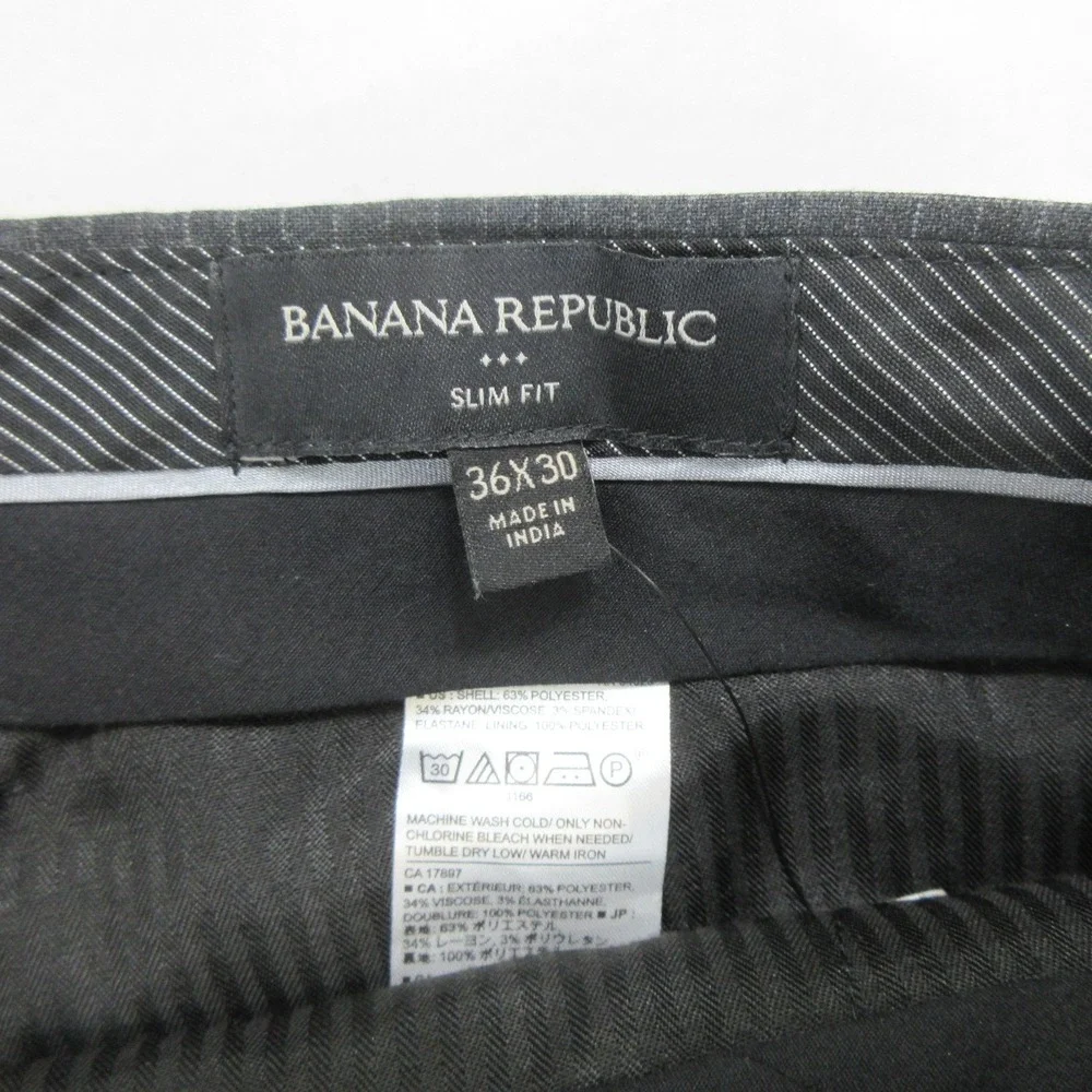 Banana Republic Men's Pants 36x30 Slim Fit Gray Windowpane Check Dress Pants New